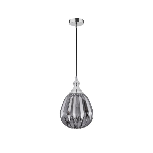 Nova Luce Zarley - lampe suspendue - Ø 18 x 120 cm - chrome et gris fumé