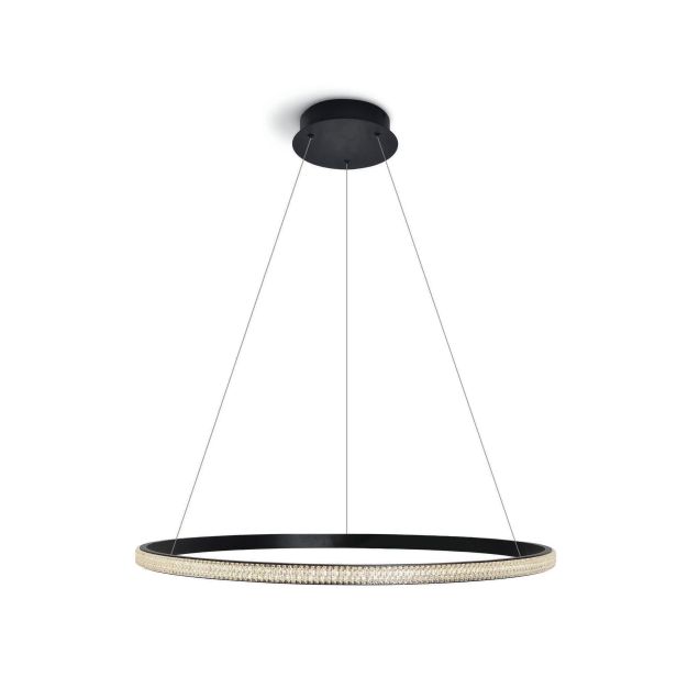 ONE Light Crystal Swirl - lampe suspendue - Ø 62 x 120 cm - 20W LED incl. - noir