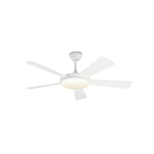 Faro Saona - ventilateur de plafond avec lumière, télécommande et minuterie - Ø 132 cm - 24W LED dimmable incl. - blanc mat