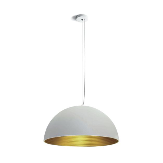 ONE Light Bowl Shade Pendant - lampe suspendue - Ø 60 x 190 cm - blanc et laiton