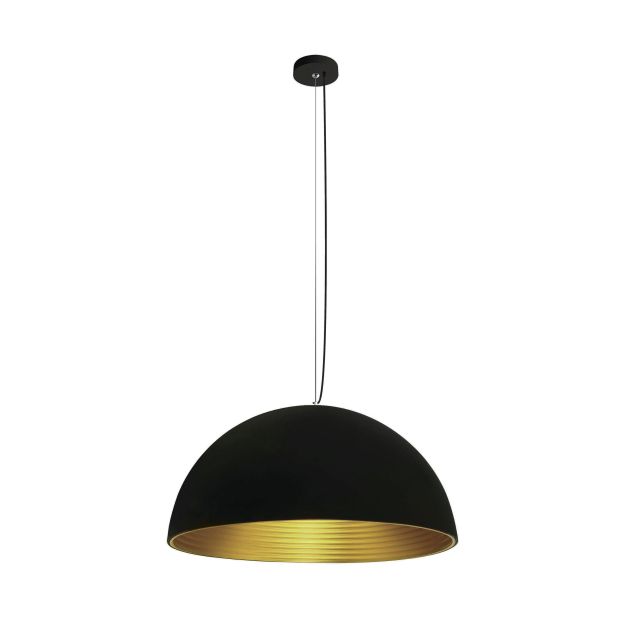 ONE Light Bowl Shade Pendant - lampe suspendue - Ø 60 x 190 cm - noir et laiton