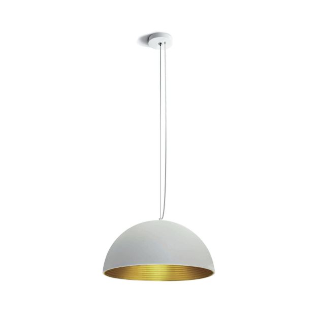 ONE Light Bowl Shade Pendant - lampe suspendue - Ø 40 x 180 cm - blanc et laiton