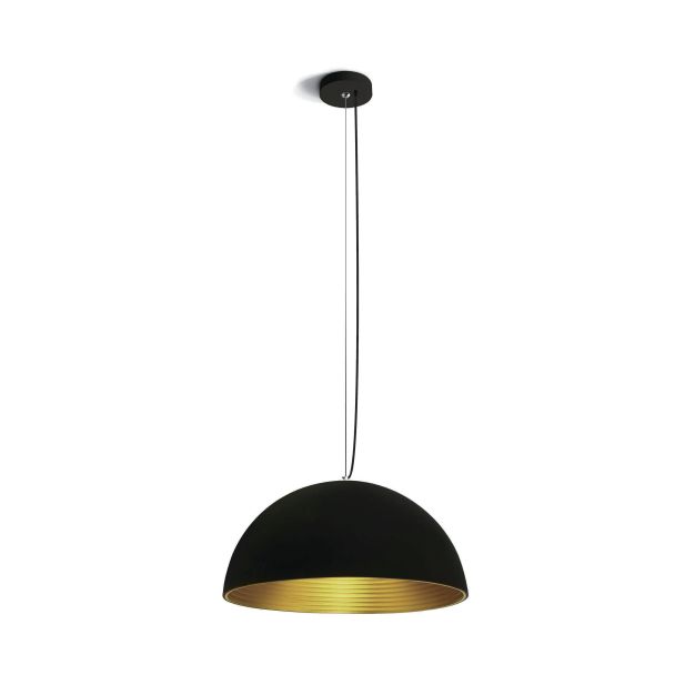 ONE Light Bowl Shade Pendant - lampe suspendue - Ø 40 x 180 cm - noir et laiton