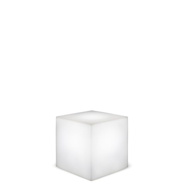 New Garden Cuby - lampe de table solaire rechargeable avec télécommande - 32 x 32 x 32 cm - 1W RGB LED incl. - IP65 - blanc