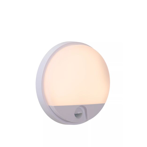 Lucide Hups IR - applique murale extérieure avec détecteur - Ø 21 x 4,9 cm - 10W LED incl. - IP54 - blanc