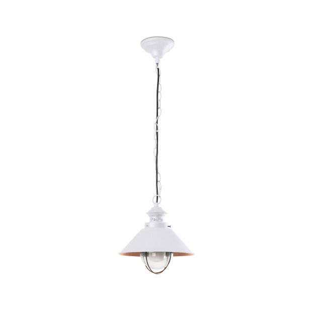 Faro Nautica - lampe suspendue - Ø 26 x 101,5 cm - IP44 - blanc et cuivre