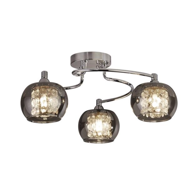 Searchlight Lovell - plafonnier - Ø 40 x 18 cm - chrome et verre fumé