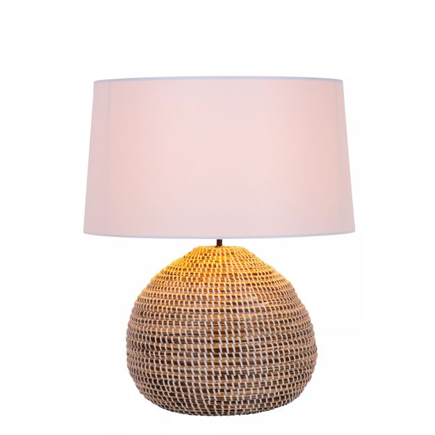 Lucide Maduka - lampe à poser - Ø 45 x 61 cm - brun clair et blanc