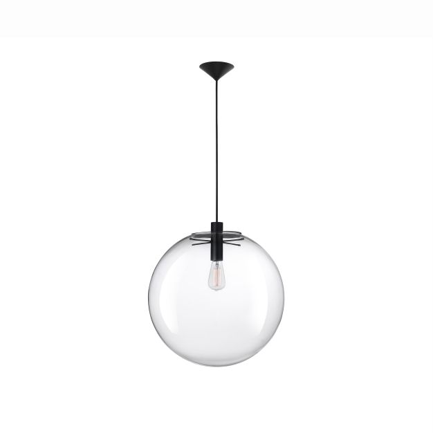 Nova Luce Ovvio - lampe suspendue - Ø 50 x 205 cm - transparent et noir