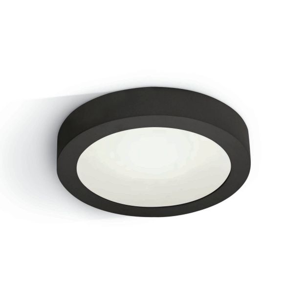 ONE Light LED Plafo Round - plafonnier - Ø 24 x 3,9 cm - 16W LED incl. - noir - couleur de lumière blanche