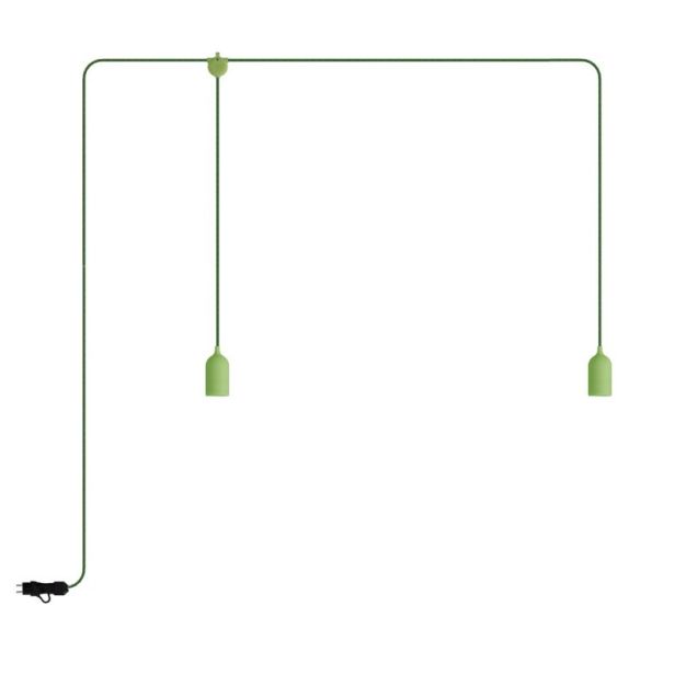 Creative Cables Eiva F-snake - guirlande lumineuse portable - longueur totale de 2,25 mètres - 2 prises Eiva 3 voies E27 avec support de câble en silicone - IP65 - vert tendre