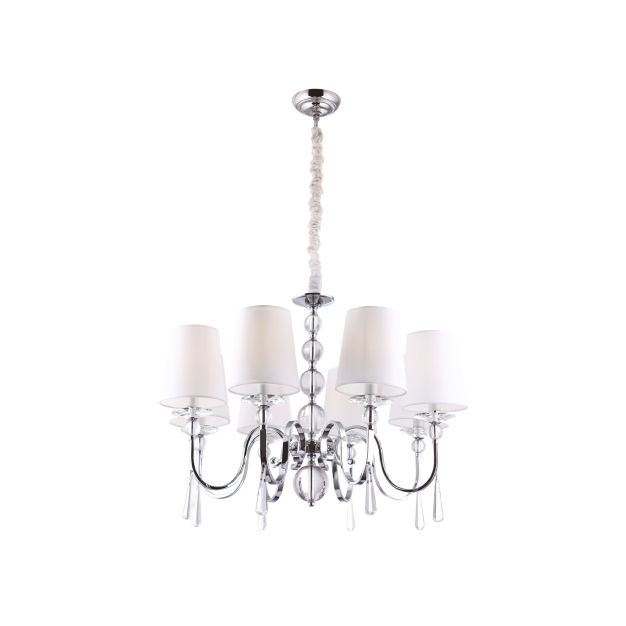 Maxlight Charlotte - lustre - Ø 70 x 130 cm - chrome et blanc