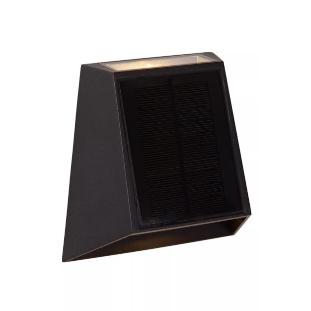 Lucide Luton - Applique d'extérieur avec capteur solaire jour/nuit - 13 x 7,4 x 13,4 cm - 1W LED dimmable incl - IP54 - noir