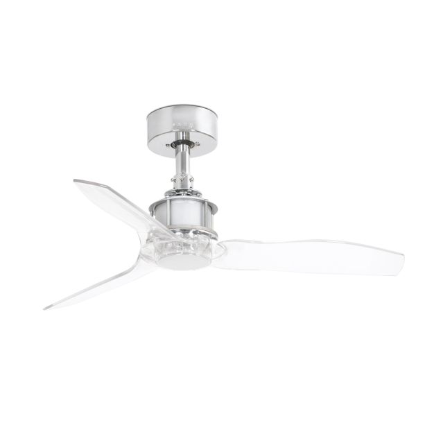 Faro Just Fan XS - ventilateur de plafond avec télécommande - ventilateur intelligent - Ø 81 cm - chrome et transparent