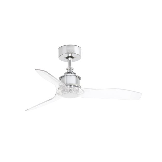 Faro Just Fan XS - ventilateur de plafond avec télécommande - Ø 81 cm - chromé et transparent