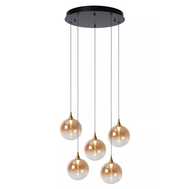 Lucide Gisela - lampe suspendue - Ø 48 x 150 cm - 5 x 3,8W LED dimmable incl - amber