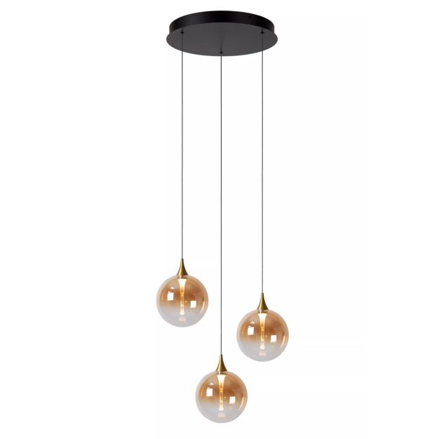 Lucide Gisela - lampe suspendue - Ø 36 x 150 cm - 3 x 3,6W LED dimmable incl - amber