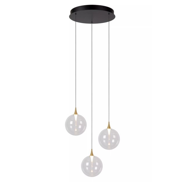 Lucide Gisela - lampe suspendue - Ø 36 x 150 cm - 3 x 3,6W LED dimmable incl. - transparent