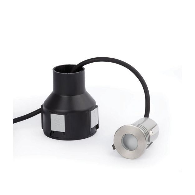 Faro Crosby - spot rond pour l'extérieur - Ø 55 mm, Ø 80 mm à encastrer - 2W LED incl. - IP67 - acier inoxydable satiné