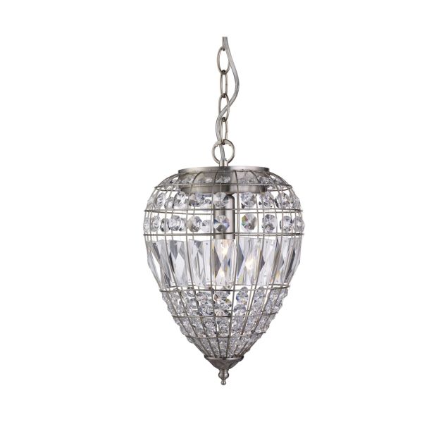 Searchlight Pineapple - lampe suspendue - Ø 23 x 93 cm - argent satiné