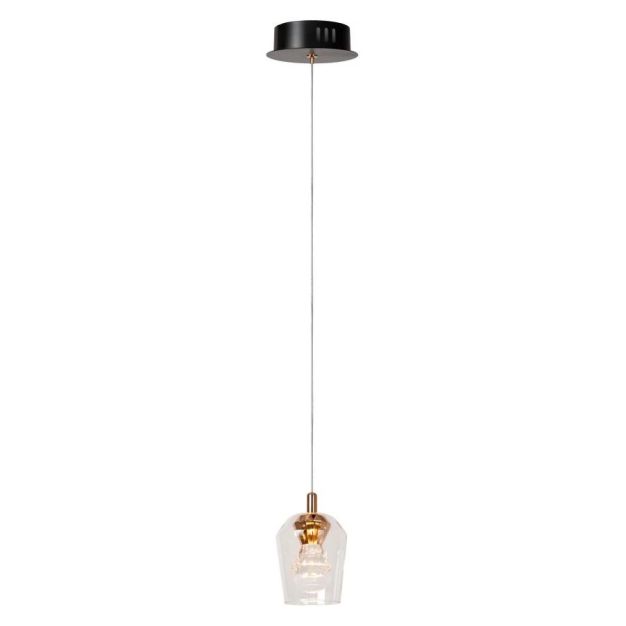 Lucide Berliane - lampe suspendue - Ø 13 x 164,5 cm - 4W dimmable LED incl - transparent et doré