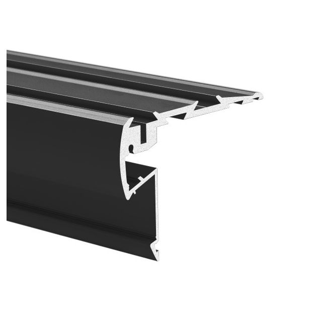 Klus STEPUS - Profilé LED pour bordures de marches - 5,71 x 7,97 cm - longueur 200cm - noir