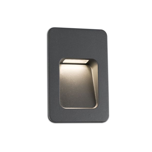 Faro Nase - applique encastrée - 9 x 5,7 x 13,5 cm - 3W LED incl. - IP44 - gris foncé