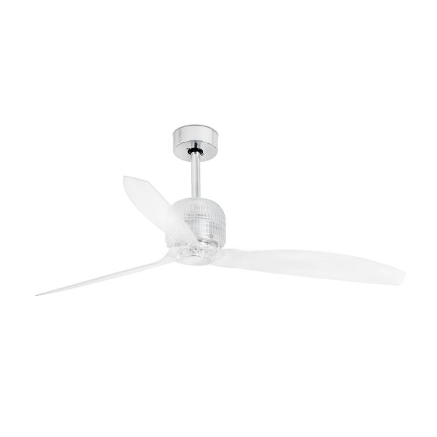 Faro Deco Fan - ventilateur de plafond avec télécommande - ventilateur intelligent - Ø 128 cm - chrome et transparent