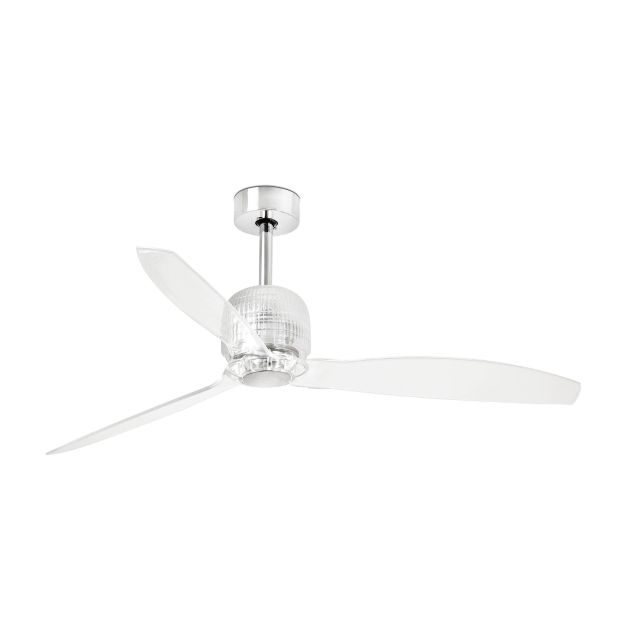 Faro Deco Fan - ventilateur de plafond avec télécommande - Ø 128 cm - chrome et transparent