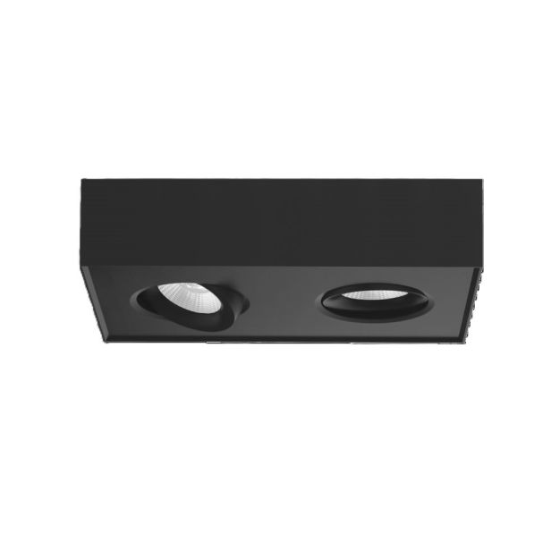 Artdelight Brooklyn2 - spot en saillie - 13,5 x 22,4 x 6 cm - 2 x 8W dim to warm LED incl. - noir