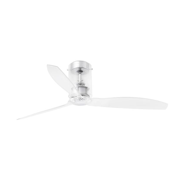 Faro Mini Tube - ventilateur de plafond avec télécommande - Ø 128 cm - chrome et transparent