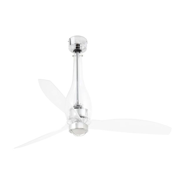 Faro Eterfan - ventilateur de plafond avec lumière et télécommande - ventilateur intelligent - Ø 128 cm - 17W LED incl. - chrome et transparent