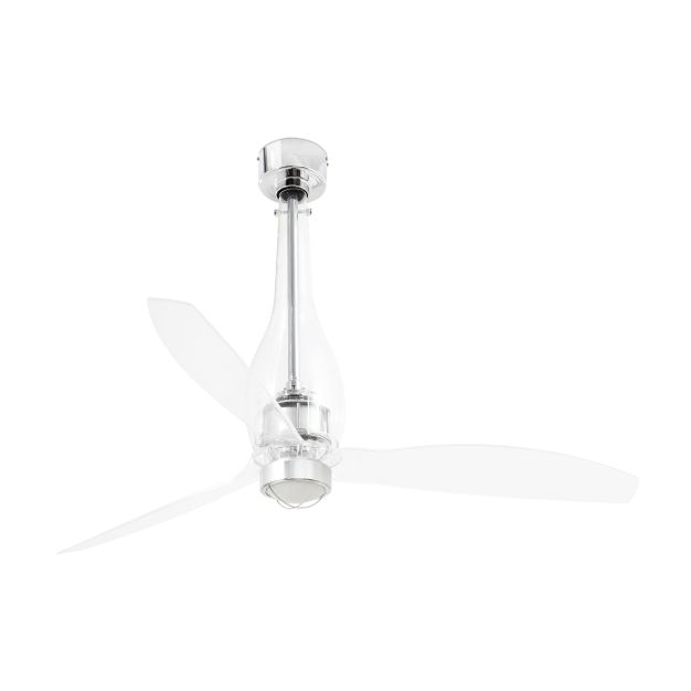 Faro Eterfan - ventilateur de plafond avec lumière et télécommande - Ø 128 cm - 17W LED incl. - chrome et transparent