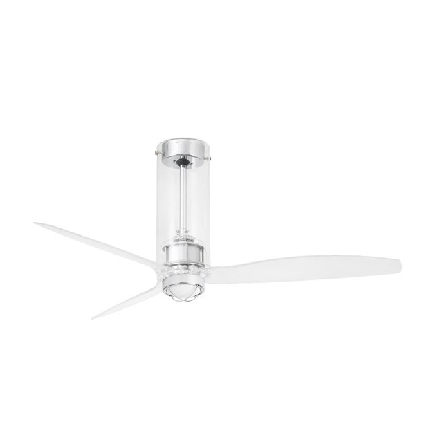 Faro Tube - ventilateur de plafond avec lumière et télécommande - ventilateur intelligent - Ø 128 cm - 17W LED incl. - chrome et transparent