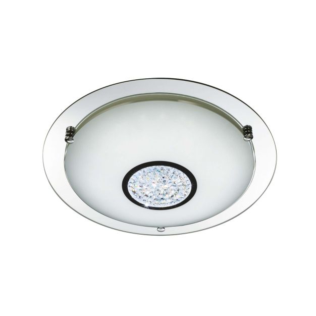 Searchlight Bathroom - plafonnier de salle de bains - Ø 32 x 8 cm - 12W LED incl. - IP44 - chrome