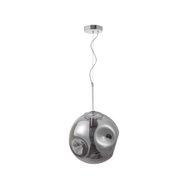 Nova Luce Mayan - lampe suspendue - Ø 30 x 120 cm - chrome et gris fumée