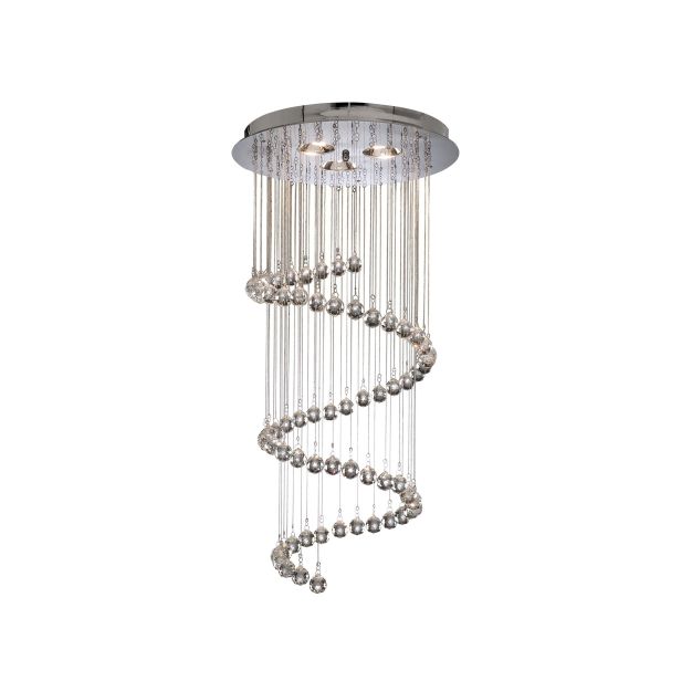 Searchlight Hallway - lampe suspendue - Ø 39 x 80 cm - chrome et transparent