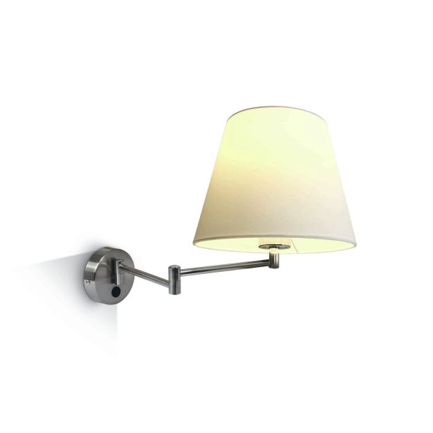 ONE Light Hotel Range - applique murale avec interrupteur - 26,2 x 30,5 cm - chrome brossé et blanc