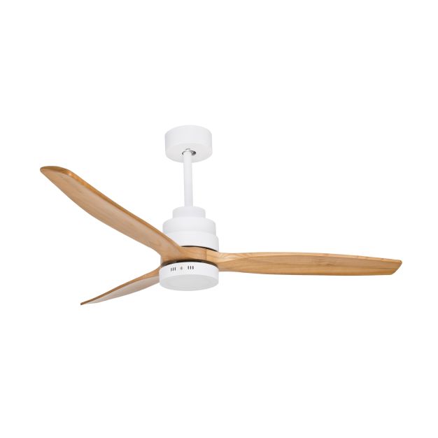 Nova Luce Nature - ventilateur de plafond avec lumière et télécommande - Ø 132 x 48 cm - 12W LED incl. - blanc mat et marron clair