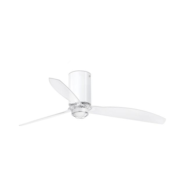 Faro Mini Tube - ventilateur de plafond avec lumière et télécommande - ventilateur intelligent - Ø 128 cm - 17W LED incl. - blanc et transparent