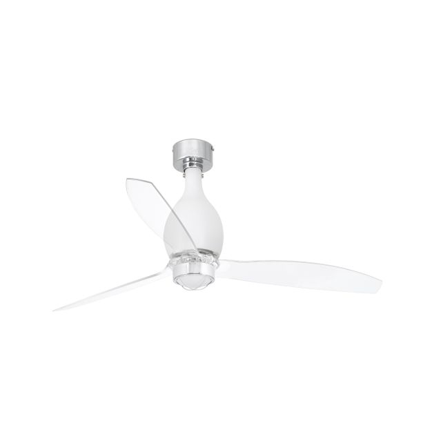 Faro Mini Eterfan - ventilateur de plafond avec lumière et télécommande - ventilateur intelligent - Ø 128 cm - 17W LED incl. - blanc mat et transparent