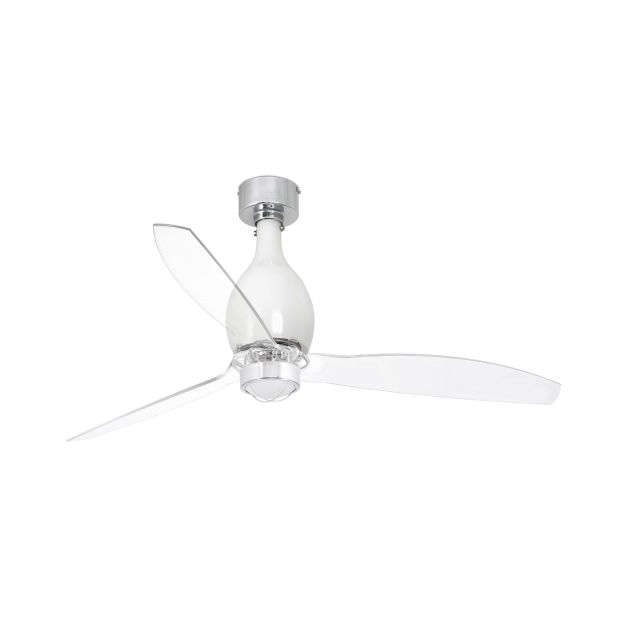 Faro Mini Eterfan - ventilateur de plafond avec lumière et télécommande - Ø 128 cm - 17W LED incl. - blanc et transparent