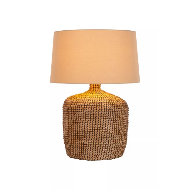 Lucide Ambala - lampe à poser - Ø 45 x 64 cm - blanc et marron clair