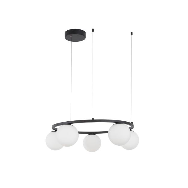 Nova Luce Joline - lampe suspendue - Ø 50 x 155 cm - 40W LED incl. - noir sable et blanc opale