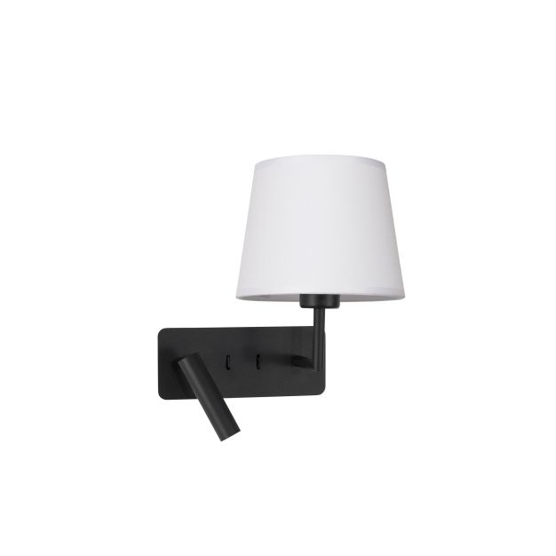 Nova Luce Savona - applique murale avec interrupteur - 27,5 x 24 x 32 cm - 3W LED incl. - blanc et noir sable