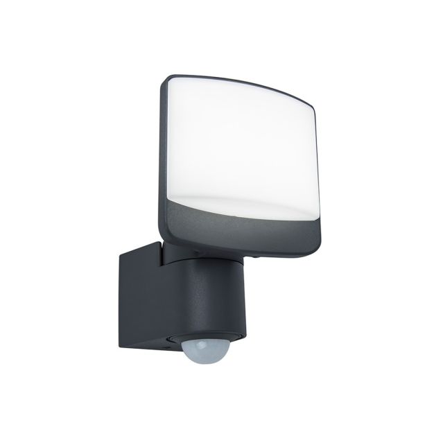 Lutec Sunshine - Applique d'extérieur avec détecteur - 14 x 12 x 18 cm - 12,5W LED incl. - IP44 - gris foncé