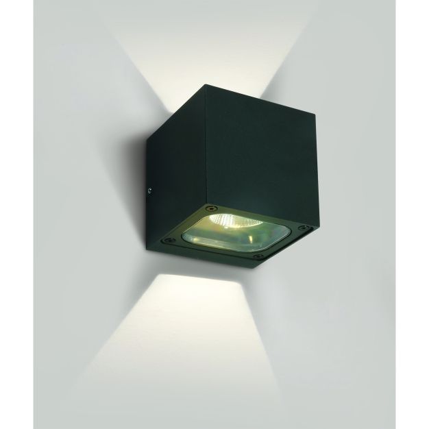 ONE Light Cube Wall Lights Up & Down- applique murale extérieure - 10 x 10 x 10 cm - 6W LED incl - IP65 - anthracite