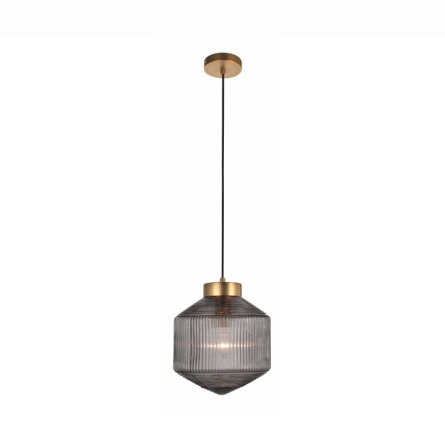 Nova Luce Zion - lampe suspendue - Ø 25 x 120 cm - gris et laiton