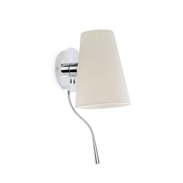 Faro Lupe - applique murale avec interrupteur - 10 x 25 x 42 cm - 1W LED incl. - beige et chrome