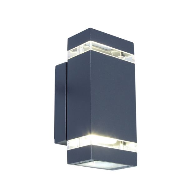 Lutec Focus - applique murale extérieure - 11 x 11 x 23 cm - 7,6W LED incl. - IP44 - gris foncé